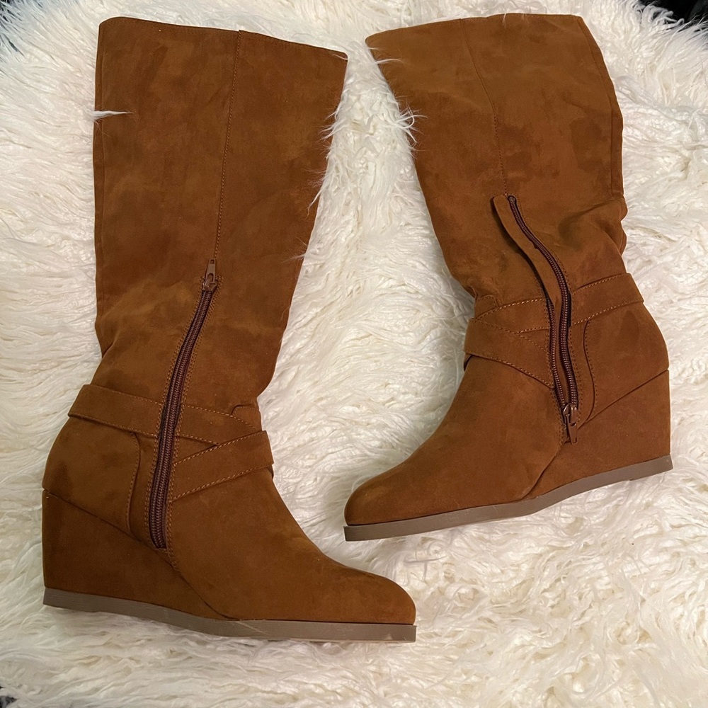 Forever 21 Faux Suede Wedge Boots. New
